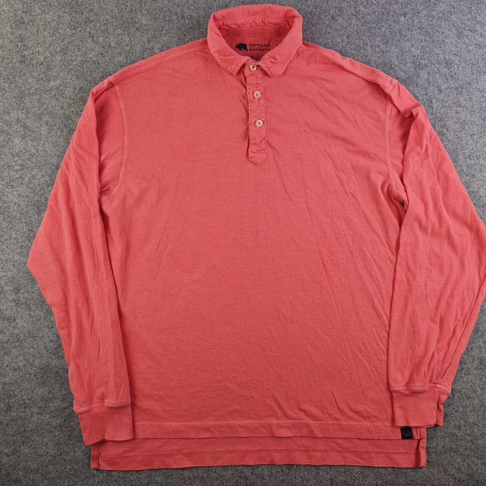 Onward Reserve Polo Mens Medium Long Sleeve Pink / Red Solid 100% Cotton